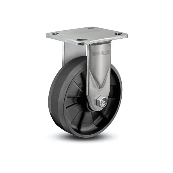 5" x 2" Stainless Max Nylon Delrin Bearing Rigid Caster - Heavy-Duty, 4" x 4.5" Plate - Model D4.05108.531 SS for Industrial Applications colson-header1