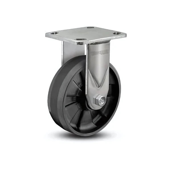 5" x 2" Stainless Max Nylon Roller Bearing Rigid Caster - Heavy-Duty Performance with 4" x 4.5" Plate - Model D4.05108.539 SS WB29 for Industrial Applications colson-header1