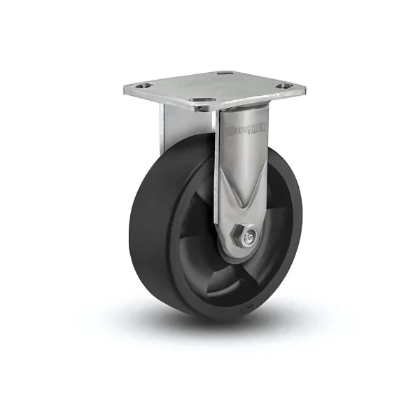 5" x 2" Stainless Hi-Temp Nylon Roller Bearing Rigid Caster - Heavy-Duty Performance with 4" x 4.5" Plate (Model: D4.05108.839 HTBLK SS WB29) for High-Temperature Industrial Applications colson-header1
