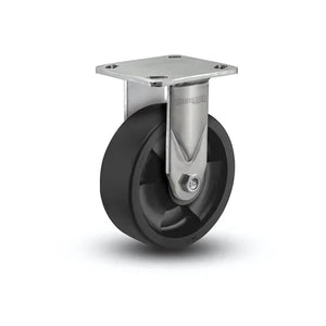5" x 2" Nylon Rigid Stainless Caster – 4" x 4.5" Plate Roller Bearing
