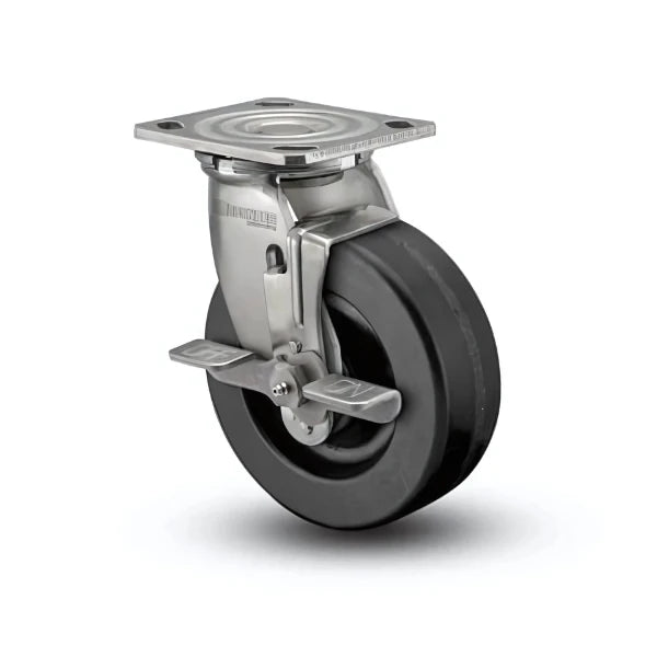 5" x 2" Stainless Phenolic Delrin Bearing Side-Lock Caster with 4" x 4.5" Plate - Heavy-Duty Industrial Caster for Secure Movement and Corrosion Resistance (Model D4.05109.331 BRK7 SS) colson-header