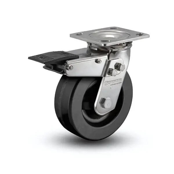 5" x 2" Stainless Phenolic Ball Bearing Caster with Total Lock and 4" x 4.5" Plate - Durable, High-Performance Caster for Industrial and Commercial Use - Model D4.05109.335 BRK4 SS -  | CasterHQ