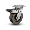 5" x 2" Stainless Steel Hi-Temp Phenolic Precision Ball Bearing Caster with Total Lock and 4" x 4.5" Plate – Durable for High-Temperature Industrial and Commercial Applications – Model D4.05109.335 HT BRK4 SS colson-header