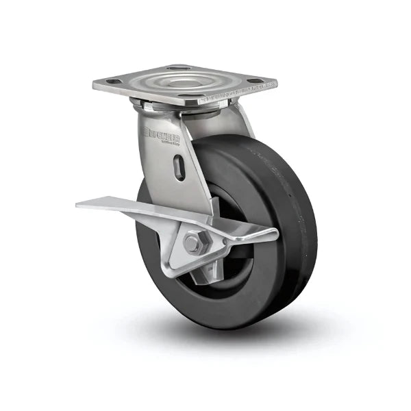 5" x 2" Stainless Phenolic Roller Bearing CAM-Brake Caster with 4" x 4.5" Plate – Heavy-Duty Industrial Caster for Smooth Movement and Secure Positioning colson-header