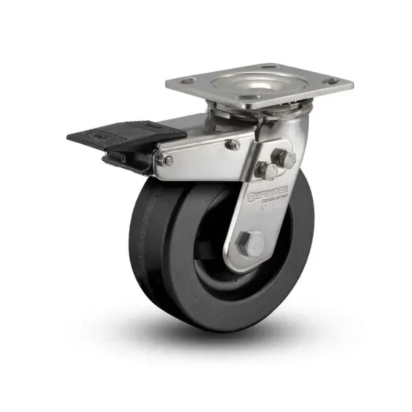 Colson Casters Stainless 5" x 2" Phenolic Roller Bearing Caster with Total Lock, 4" x 4.5" Plate - SKU: D4.05109.339 BRK4 SS WB29 - Heavy Duty, Smooth Mobility for Industrial and Commercial Applications -  | CasterHQ