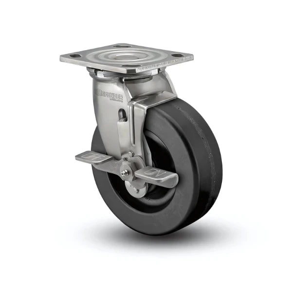 Stainless Steel 5"x2" Phenolic Roller Bearing Swivel Caster | 1000 lb Capacity, 4"x4.5" Plate colson-header
