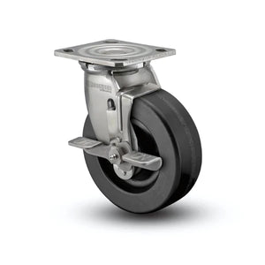 Stainless Steel 5"x2" Phenolic Roller Bearing Swivel Caster | 1000 lb Capacity, 4"x4.5" Plate colson-header
