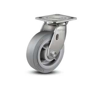 5" x 2" Stainless Performa Rubber Precision Ball Bearing Caster with 4" x 4.5" Plate - Durable Grey Wheel for Heavy-Duty Applications - Model D4.05109.455 SS colson-header1