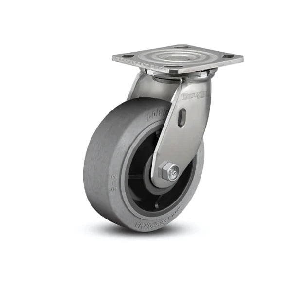 5"x2" Stainless Steel Performa Rubber Roller Bearing Caster with 4"x4.5" Plate colson-header1
