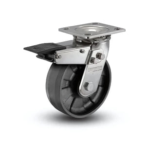 5" x 2" Nylon Stainless Total Lock Caster – 4" x 4.5" Plate