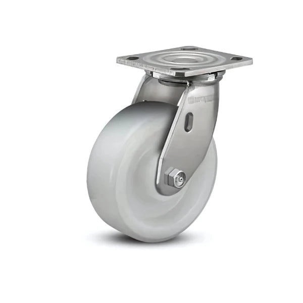 5" x 2" Stainless White Nylon Precision Ball Bearing Caster with 4" x 4.5" Plate - Heavy-Duty, Durable, and Smooth Mobility for Industrial Use - Model D4.05109.535 WN SS colson-header1