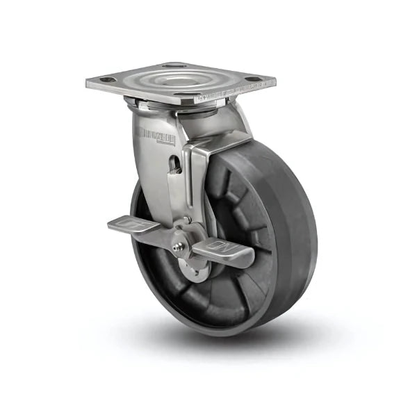 5" x 2" Stainless Max Nylon Roller Bearing Caster with Side-Lock, Heavy-Duty 4" x 4.5" Plate - Model D4.05109.539 BRK7 SS WB29 | Durable, High-Quality Caster for Industrial Applications colson-header1