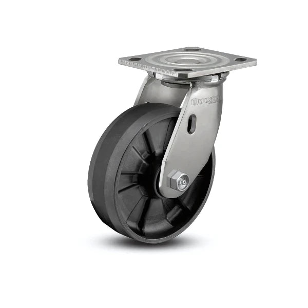 5" x 2" Stainless Max Nylon Roller Bearing Caster - Heavy-Duty with 4" x 4.5" Plate - Durable Industrial Solution for Smooth Mobility and Enhanced Stability - Model D4.05109.539 SS WB29 colson-header