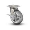 Colson Casters Stainless 5" x 2" Performa Rubber (Round) Roller Bearing CAM-Brake Caster with 4" x 4.5" Plate - SKU: D4.05109.559 BRK3 SS WB29 | Heavy-Duty Mobility Solution for Industrial and Medical Applications colson-header