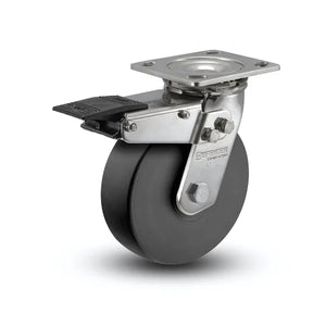 5" x 2" Stainless Commander HD Precision Ball Bearing Caster with Total Lock - Heavy-Duty 4" x 4.5" Plate, Model D4.05109.5PN BRK4 SS for Reliable Industrial Mobility colson-header