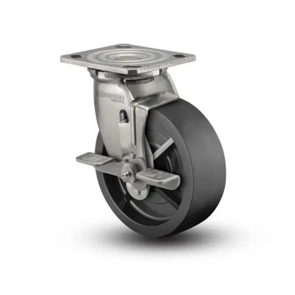 Colson Casters Stainless 5" x 2" Polyolefin Delrin Bearing Top-Lock Caster with 4" x 4.5" Plate - SKU: D4.05109.831 BRK7 SS - Durable, Smooth Rolling & Safe for Industrial, Medical & Heavy-Duty Applications -  | CasterHQ