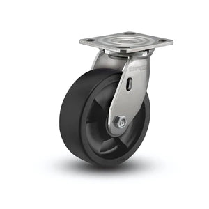 5" x 2" Nylon Stainless Total Lock Caster – 4" x 4.5" Plate