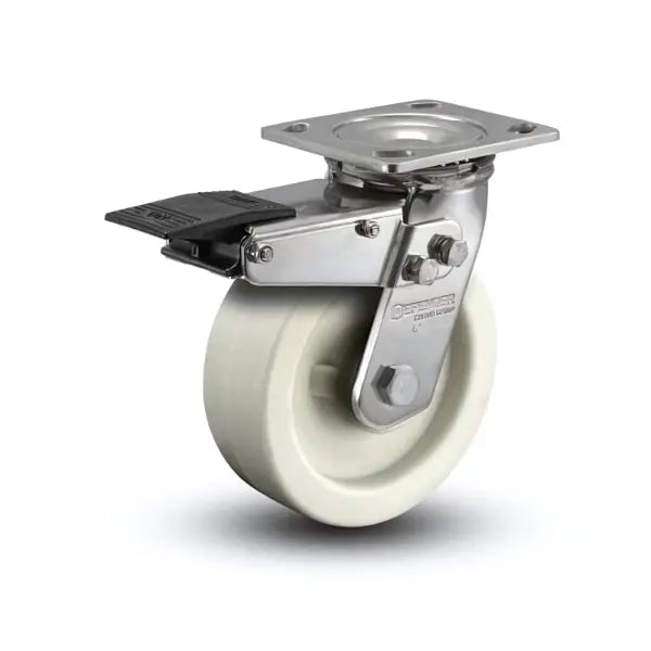 5"x2" Hi-Temp Stainless Steel Retort Swivel Caster with Delrin Bearing and Total Lock - 650 lb Capacity -  | CasterHQ