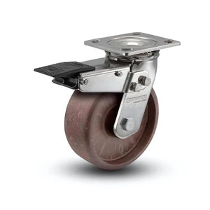 5" x 2" Thermo Hi-Temp Stainless Total Lock Caster – 4" x 4.5" Plate