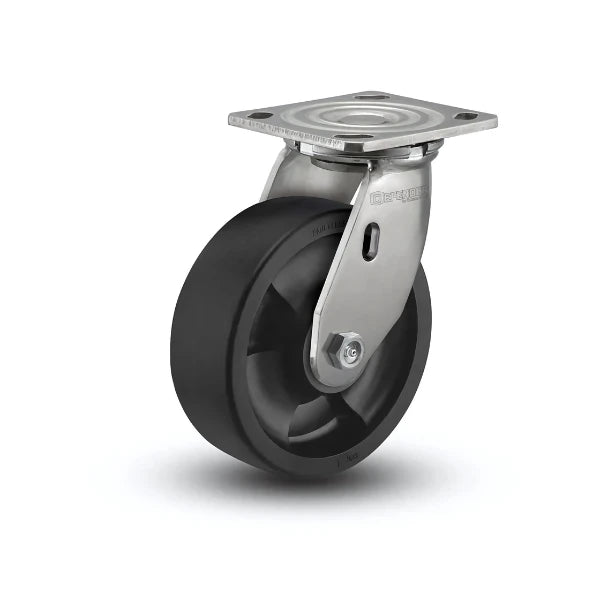 5" x 2" Stainless Hi-Temp Nylon Precision Ball Bearing Caster - Heavy-Duty 4" x 4.5" Plate - Ideal for High-Temperature Industrial Applications (Model D4.05109.835 HTBLK SS) colson-header