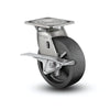 Stainless Steel 5"x2" Polyolefin Swivel Caster with CAM-Brake, 650 lb Load, 4"x4.5" Plate colson-header