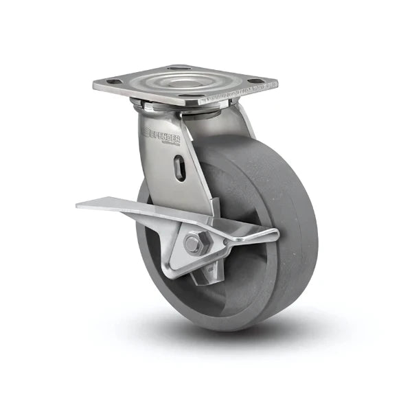 5" x 2" Stainless HD Nylon Glass Filled Roller Bearing CAM-Brake Caster with Total Lock - 4" x 4.5" Plate - Heavy-Duty Performance - Model D4.05109.839 DT BRK3 SS WB29 colson-header