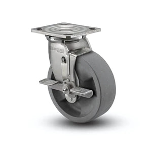 5" x 2" HD Nylon Stainless Side Lock Caster – 4" x 4.5" Plate