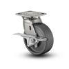 Colson Casters Stainless 5" x 2" Solid Elastomer Roller Bearing CAM-Brake Caster with 4" x 4.5" Plate - SKU: D4.05109.839 EN BRK3 SS WB29 | Durable, Heavy-Duty Mobility Solution colson-header