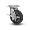 5" x 2" Stainless Steel Hi-Temp Nylon Roller Bearing CAM-Brake Caster with 4" x 4.5" Plate - Heavy-Duty, High-Temperature Performance, Model D4.05109.839 HTBLK BRK3 SS WB29 colson-header1