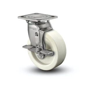 5" x 2" Stainless Side Lock Caster – 4" x 4.5" Plate