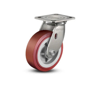 Colson D4.05109.929 SS 5" x 2" Polyurethane Stainless Caster – 4" x 4.5" Plate