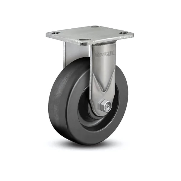 6" x 2" Stainless Phenolic Precision Ball Bearing Rigid Caster with 4" x 4.5" Plate - Heavy-Duty Industrial Use, Corrosion-Resistant, Smooth Performance - Model D4.06108.335 SS colson-header