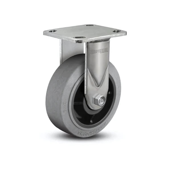 Stainless Steel 6"x2" Performa Rubber Conductive Roller Bearing Rigid Caster with 4"x4.5" Plate colson-header1