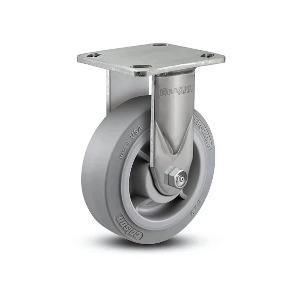 8" x 2" Stainless Performa Rubber Roller Bearing Rigid Caster - Flat Grey with 4" x 4.5" Plate | High-Durability for Heavy-Duty Applications - Model D4.06108.459 SS WB29 colson-header1
