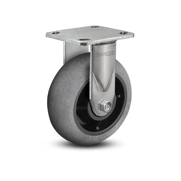 6" x 2" Stainless Performa Rubber Conductive Rigid Caster with Roller Bearings  - Heavy-Duty 4" x 4.5" Plate - Model D4.06108.559 COND SS WB29 colson-header1
