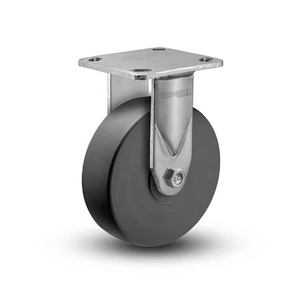 6" x 2" Commander HD Precision Ball Bearing Rigid Caster | Heavy-Duty Stainless Steel Construction | 4" x 4.5" Plate |  D4.06108.5PN SS colson-header