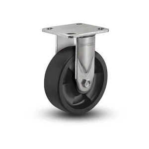 6" x 2" High Temp Nylon Rigid Stainless Caster – 4" x 4.5" Plate