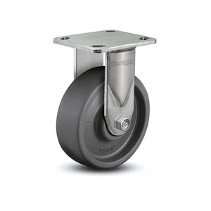 6" x 2" Stainless Solid Elastomer Rigid Caster with Precision Ball Bearing and 4" x 4.5" Mounting Plate - Heavy-Duty Industrial Stability | D4.06108.835 EN SS colson-header