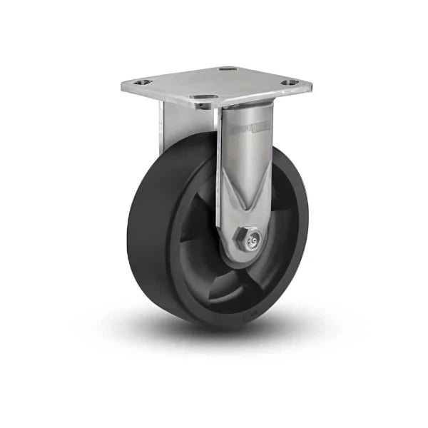 6" x 2" Stainless Hi-Temp Nylon Precision Ball Bearing Rigid Caster - Durable, Heavy-Duty for Industrial Applications (Model: D4.06108.835 HTBLK SS) colson-header