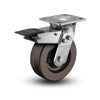 6" x 2" Stainless Hi-Temp Phenolic Caster with Precision Ball Bearing, Total Lock, and 4" x 4.5" Plate - Model D4.06109.335 HT BRK4 SS colson-header