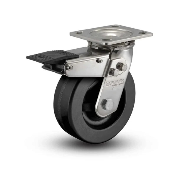 Colson Casters | Stainless 6" x 2" Phenolic Roller Bearing Caster with Total Lock and 4" x 4.5" Plate - SKU: D4.06109.339 BRK4 SS WB29 | Heavy-Duty, Corrosion-Resistant Caster for Industrial & Commercial Use colson-header