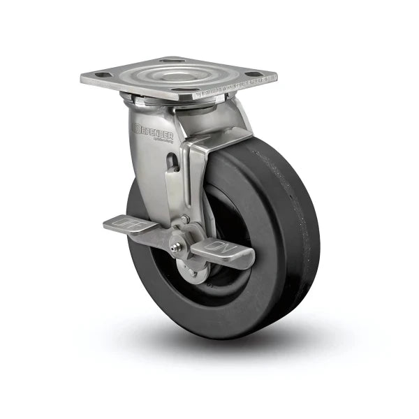 6" x 2" Stainless Steel Phenolic Roller Bearing Side-Lock Caster with 4" x 4.5" Plate – Heavy-Duty Industrial & Commercial Use (Model D4.06109.339 BRK7 SS WB29) colson-header