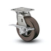 6" x 2" Stainless Hi-Temp Phenolic Roller Bearing CAM-Brake Caster with 4" x 4.5" Plate - Industrial & High-Temperature Use (D4.06109.339 HT BRK3 SS WB29) colson-header