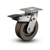 Colson Casters | Stainless 6" x 2" Hi-Temp Phenolic Roller Bearing Caster with Total Lock & 4" x 4.5" Plate - SKU: D4.06109.339 HT BRK4 SS WB29 | Heavy Duty Caster for Industrial & High-Heat Applications colson-header