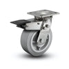 6" x 2" Stainless Performa Rubber Caster with Total Lock - Flat Grey Delrin Bearing, 4" x 4.5" Plate - D4.06109.451 BRK4 SS for Heavy-Duty Applications colson-header1