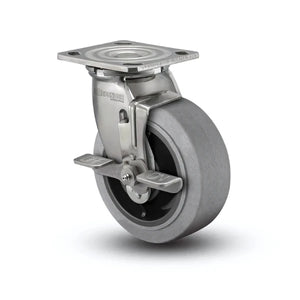 Colson 6"x2" Conductive Rubber Stainless Steel Caster 4"x4.5" Plate