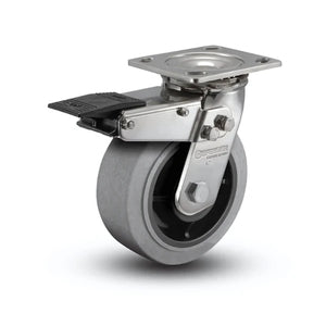 Stainless Steel 6"x2" Performa Rubber Swivel Caster with Total Lock, 4"x4.5" Plate & 410 lb Load Capacity colson-header1