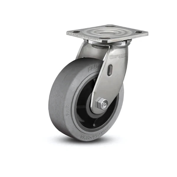 Stainless Steel 6"x2" Performa Rubber Conductive Roller Bearing Caster with 4"x4.5" Plate colson-header1