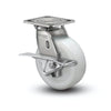 6" x 2" Stainless White Nylon Roller Bearing CAM-Brake Caster with 4" x 4.5" Plate - Durable, High-Performance Solution for Reliable Mobility and Safety in Industrial Applications - Model D4.06109.539 WN BRK3 SS WB29 colson-header