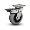 Stainless Steel 6" Precision Ball Bearing Swivel Caster with Total Lock, Rubber Wheels, and 4" Plate colson-header1